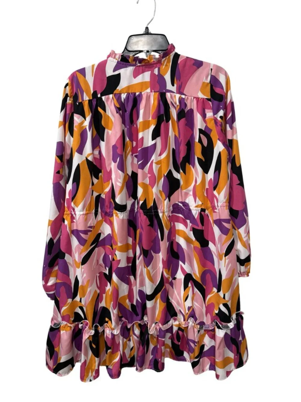 Jodifl Womens Abstract Print Long-Sleeve Ruffled Tunic Drawstring Waist large - Picture 4 of 4